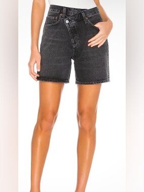 NWOT Agolde Criss Cross Black Denim Shorts